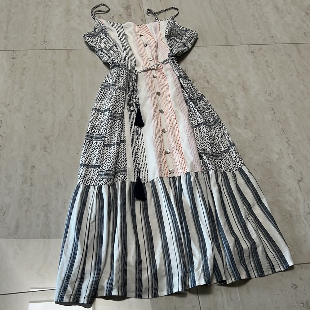 Mid Length Dress Button Down Spaghetti Straps - image 5